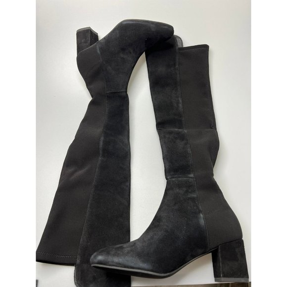 Stuart Weitzman Gillian Suede Knee High Boots Black Women’s Size 6 $795 - Picture 1 of 5